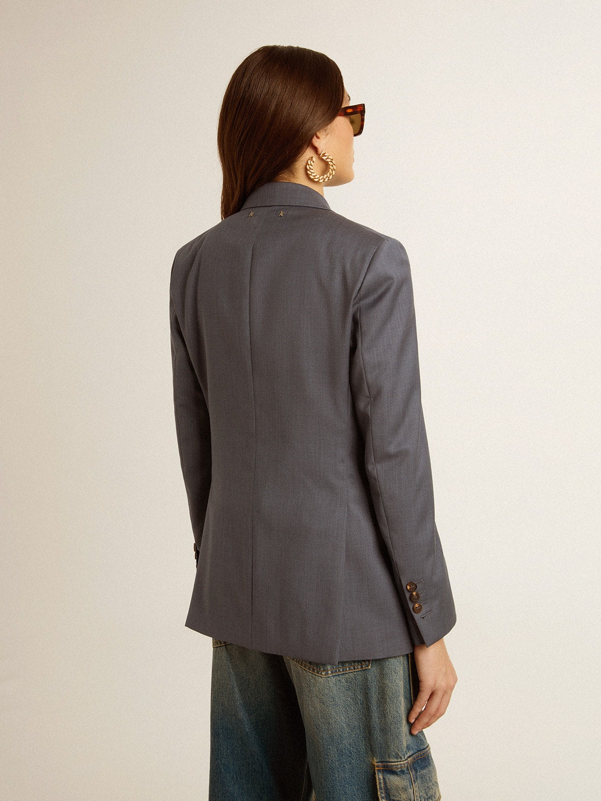 Women's double-breasted blazer in baby blue - Golden Goose Women