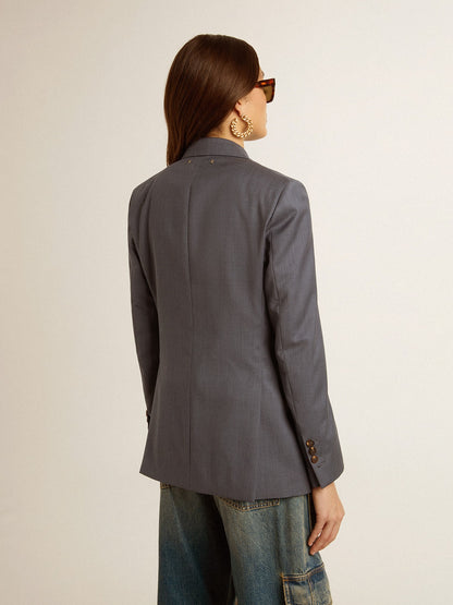 Women's double-breasted blazer in baby blue - Golden Goose Women