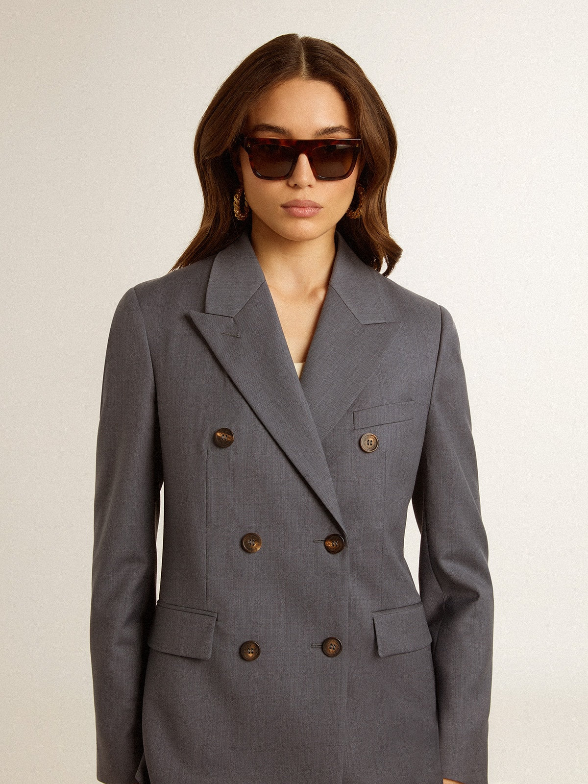 Women's double-breasted blazer in baby blue - Golden Goose Women