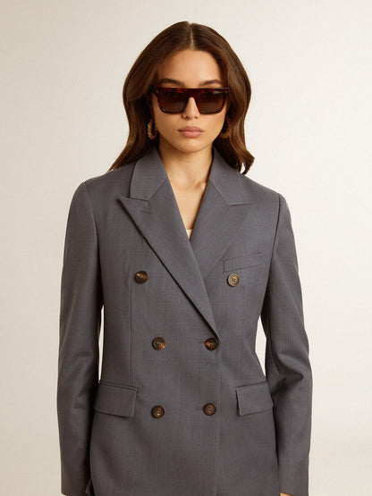 Women's double-breasted blazer in baby blue - Golden Goose Women