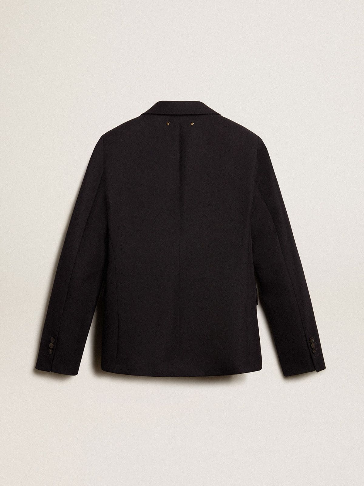 Women’s single-breasted blazer in dark blue wool gabardine - Golden Goose Women