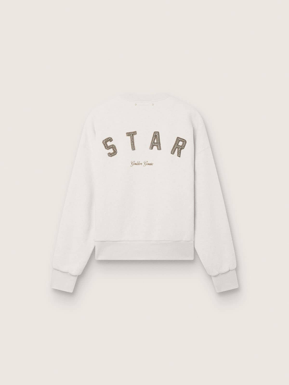 Star unisex sweatshirt in gray cotton with embroidery and crystals - Golden Goose Women|Men