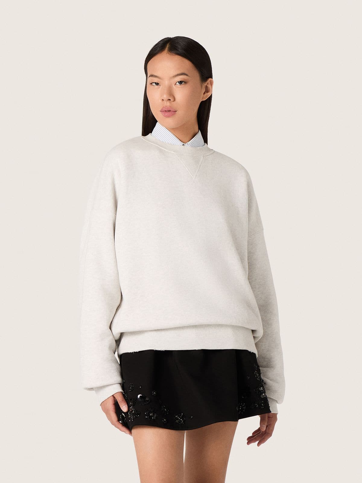 Star unisex sweatshirt in gray cotton with embroidery and crystals - Golden Goose Women|Men