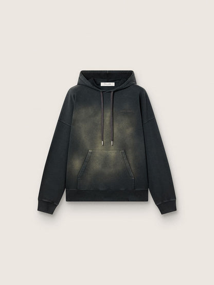 Unisex hooded sweatshirt in black cotton with a bleached effect - Golden Goose Women|Men