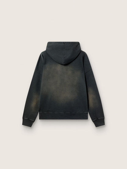 Unisex hooded sweatshirt in black cotton with a bleached effect - Golden Goose Women|Men
