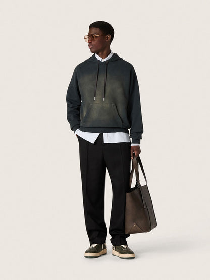 Unisex hooded sweatshirt in black cotton with a bleached effect - Golden Goose Women|Men