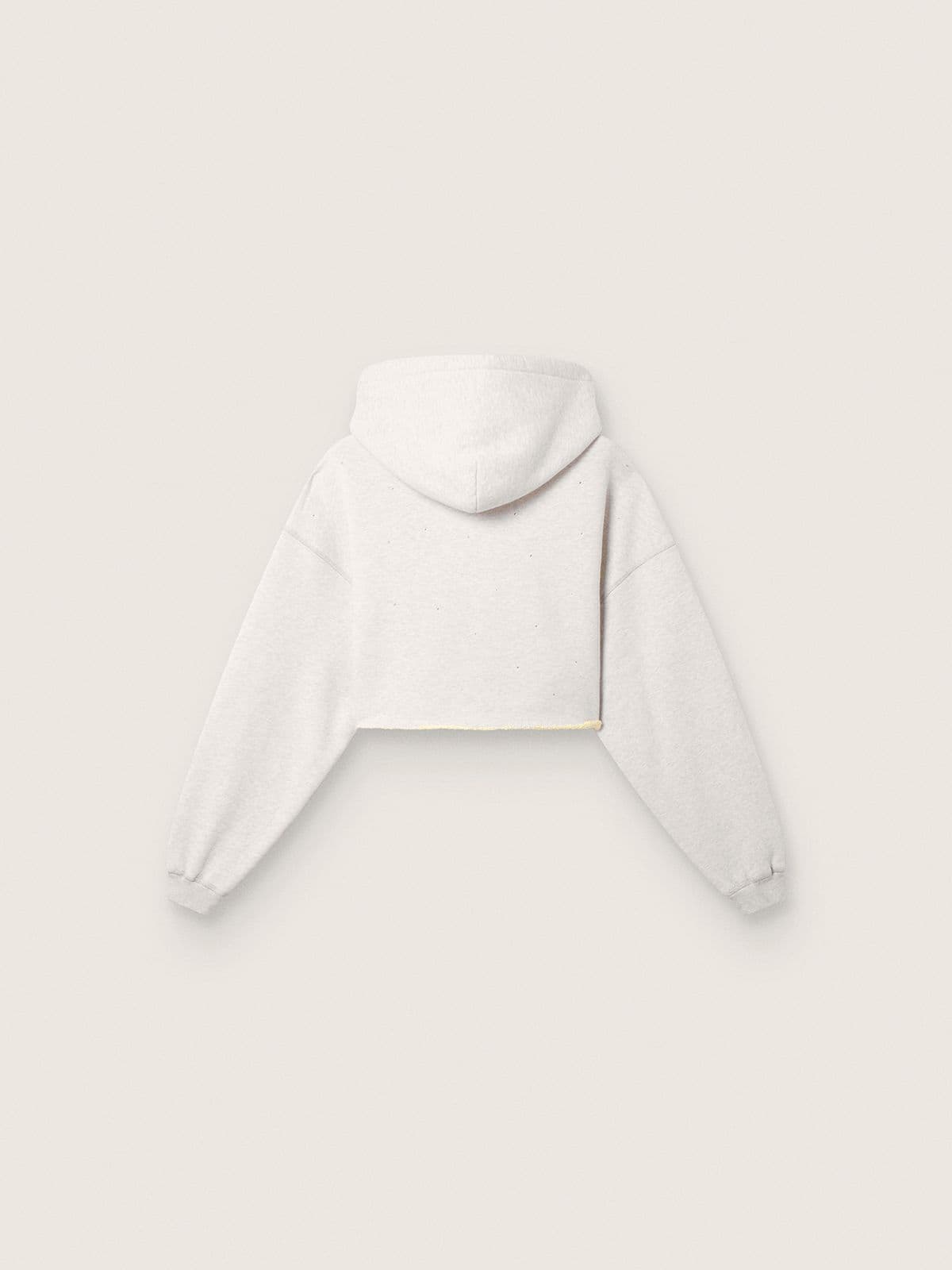 Star women’s cropped hooded sweatshirt in gray melange cotton - Golden Goose Women