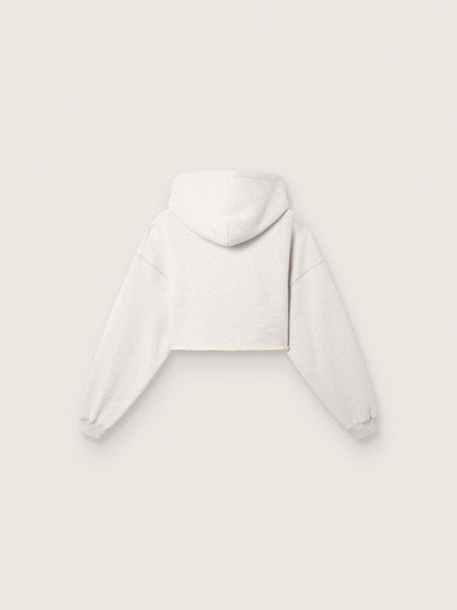 Star women’s cropped hooded sweatshirt in gray melange cotton - Golden Goose Women