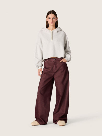 Star women’s cropped hooded sweatshirt in gray melange cotton - Golden Goose Women