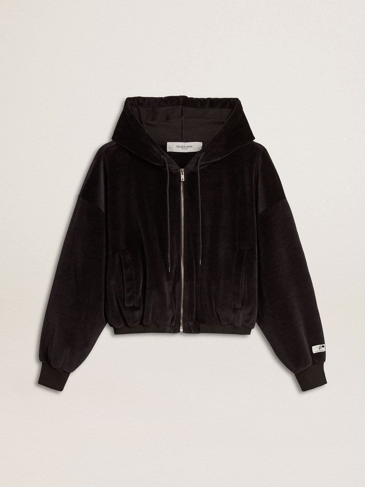 Women's black cotton-blend hoodie with zip - Golden Goose Women