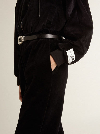 Women's black cotton-blend hoodie with zip - Golden Goose Women