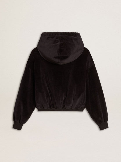 Women's black cotton-blend hoodie with zip - Golden Goose Women