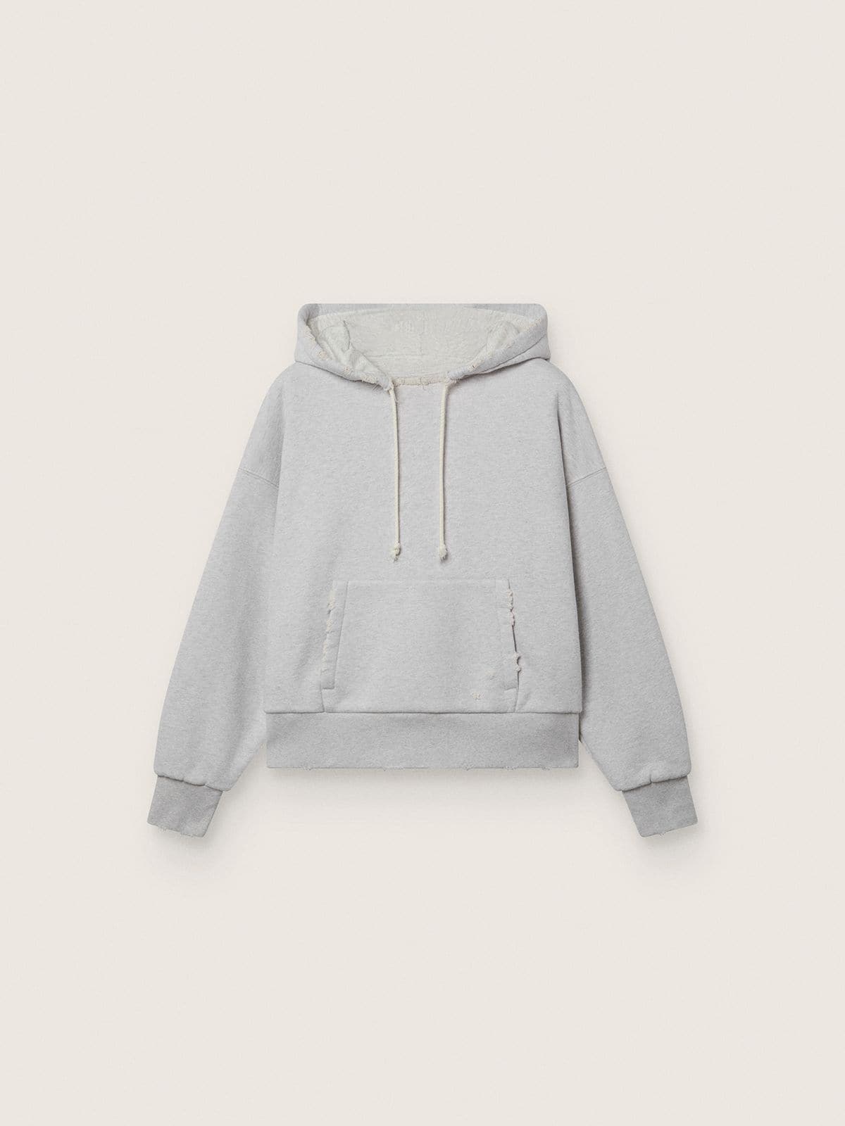 Star unisex hooded sweatshirt in gray melange cotton - Golden Goose Women|Men