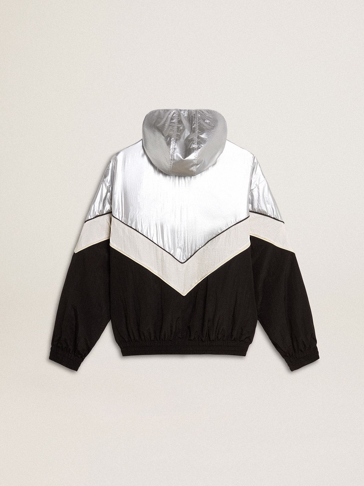 Silver, white and black zippered windproof jacket - Golden Goose Women