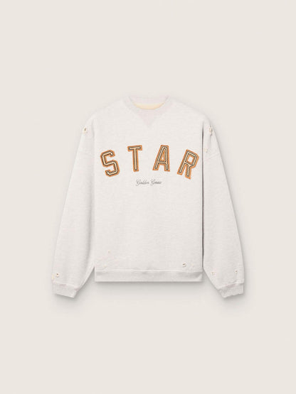 Star unisex sweatshirt in gray melange cotton with 'Star' embroidery - Golden Goose Women|Men