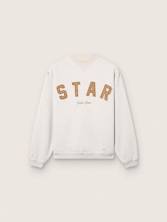 Star unisex sweatshirt in gray melange cotton with 'Star' embroidery - Golden Goose Women|Men