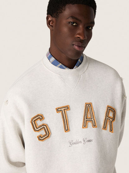 Star unisex sweatshirt in gray melange cotton with 'Star' embroidery - Golden Goose Women|Men