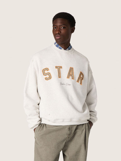 Star unisex sweatshirt in gray melange cotton with 'Star' embroidery - Golden Goose Women|Men