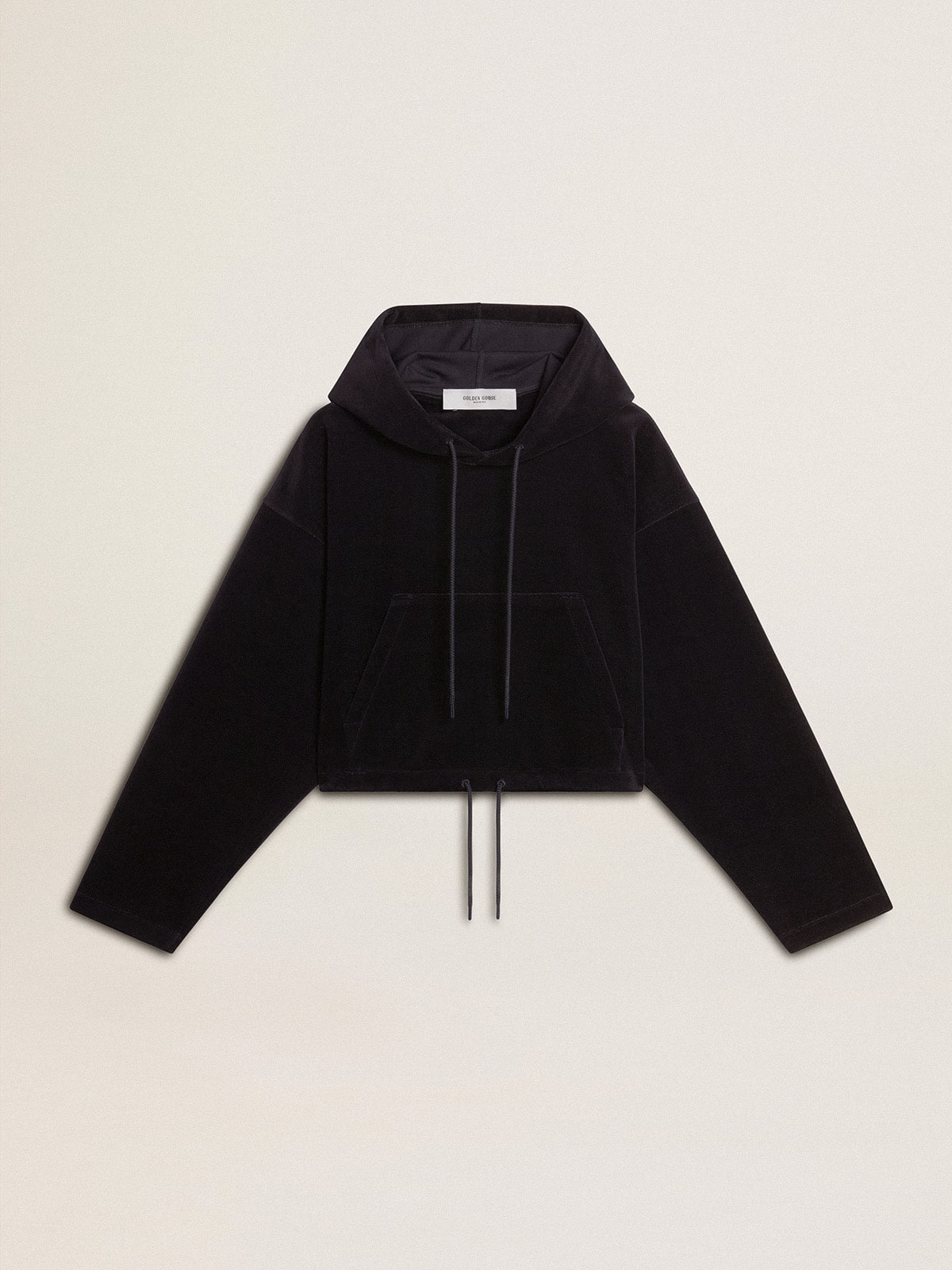 Women’s black chenille sweatshirt with embroidery on the back - Golden Goose Women