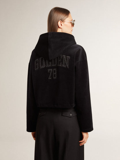 Women’s black chenille sweatshirt with embroidery on the back - Golden Goose Women