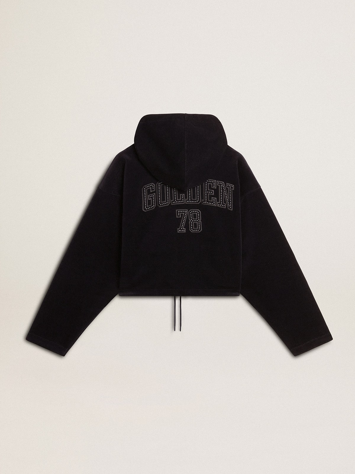 Women’s black chenille sweatshirt with embroidery on the back - Golden Goose Women