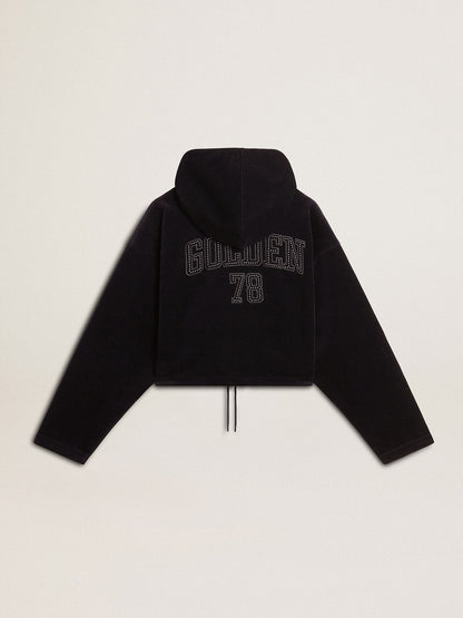 Women’s black chenille sweatshirt with embroidery on the back - Golden Goose Women