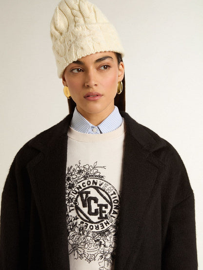 Women’s worn-white cotton sweatshirt with embroidery - Golden Goose Women