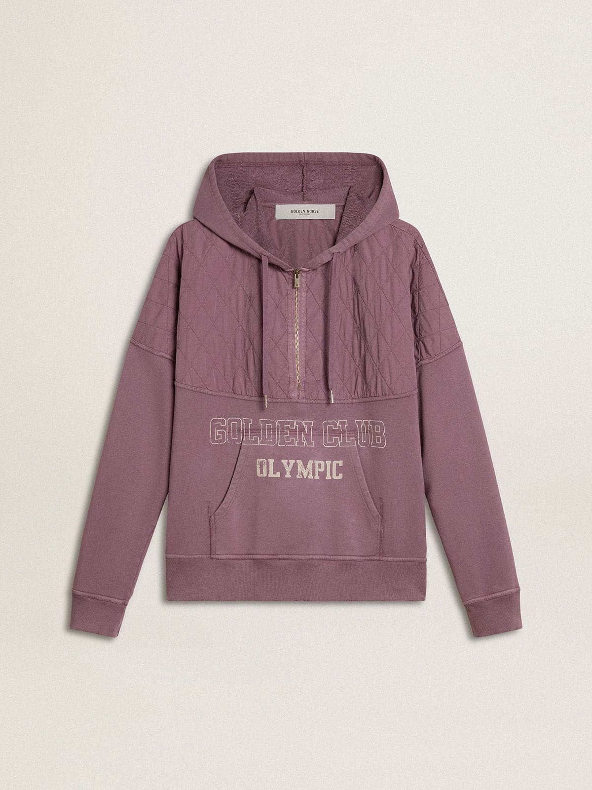 Unisex mauve cotton sweatshirt with print on the front - Golden Goose Women|Men