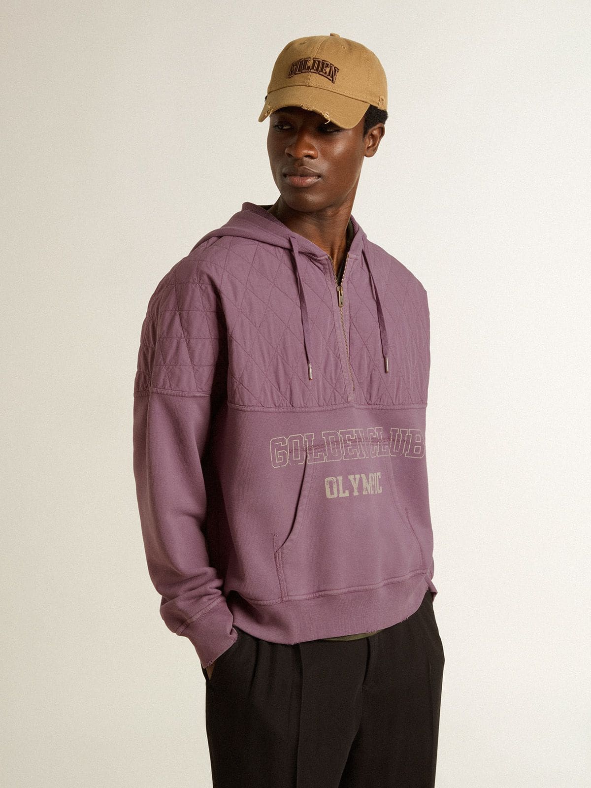 Unisex mauve cotton sweatshirt with print on the front - Golden Goose Women|Men