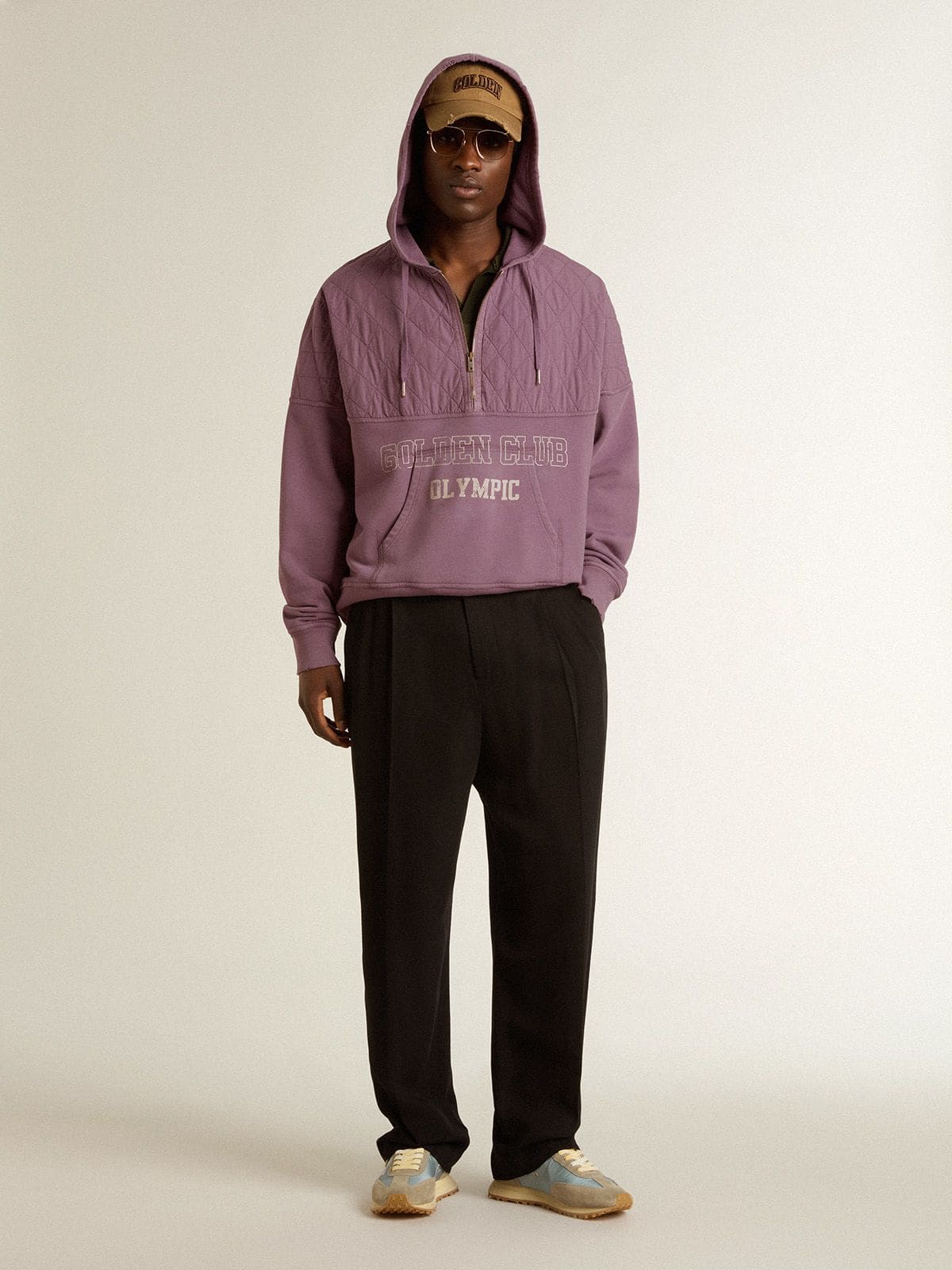Unisex mauve cotton sweatshirt with print on the front - Golden Goose Women|Men