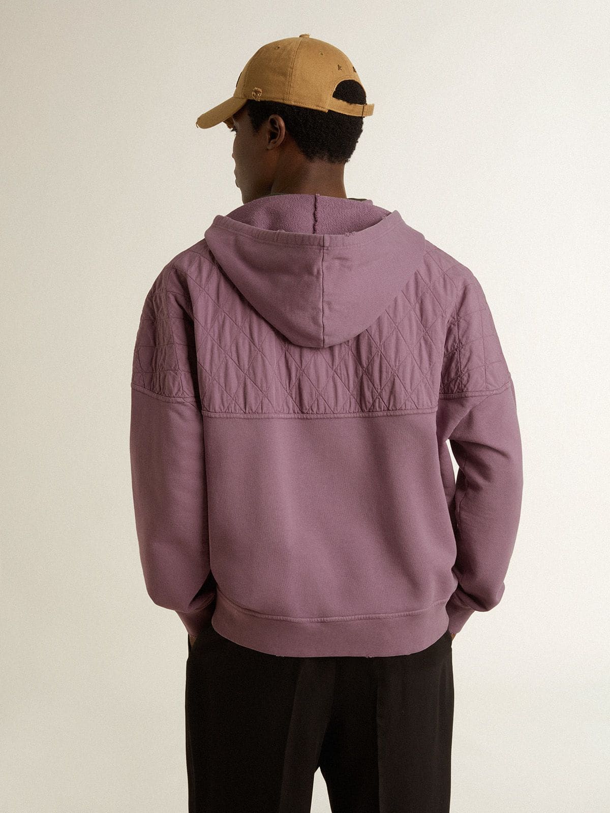 Unisex mauve cotton sweatshirt with print on the front - Golden Goose Women|Men