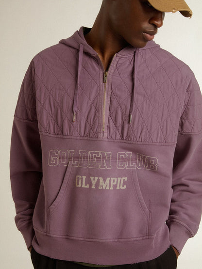 Unisex mauve cotton sweatshirt with print on the front - Golden Goose Women|Men