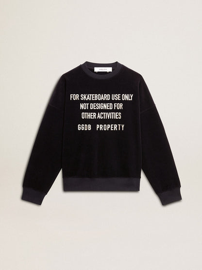 Black crew neck sweatshirt with embroidered lettering - Golden Goose Women|Men