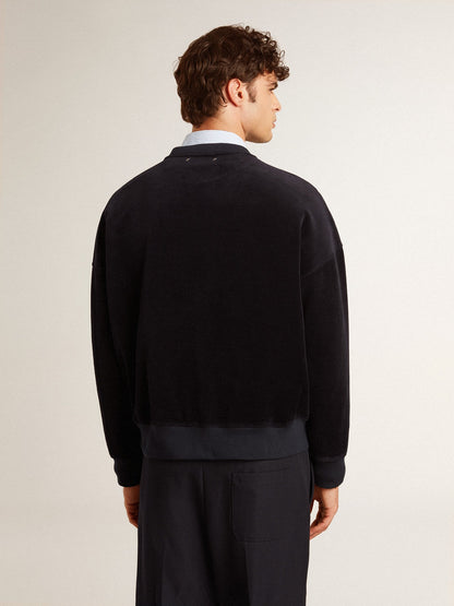 Black crew neck sweatshirt with embroidered lettering - Golden Goose Women|Men