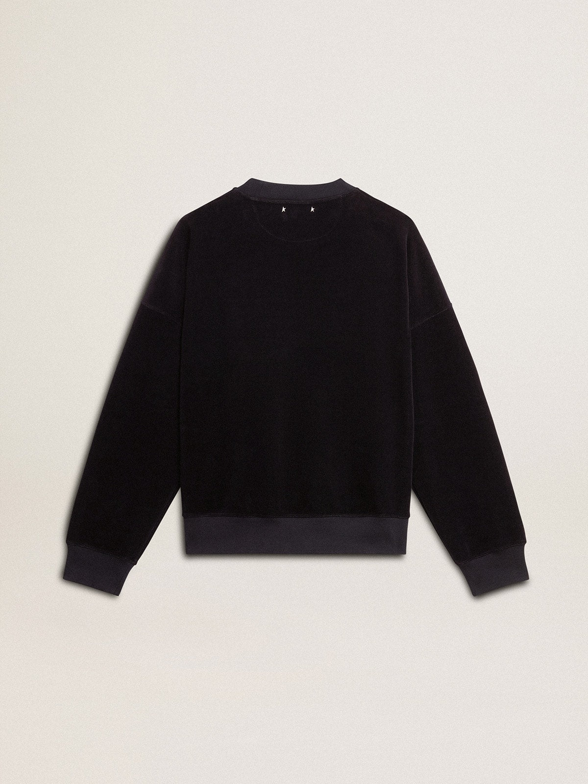 Black crew neck sweatshirt with embroidered lettering - Golden Goose Women|Men