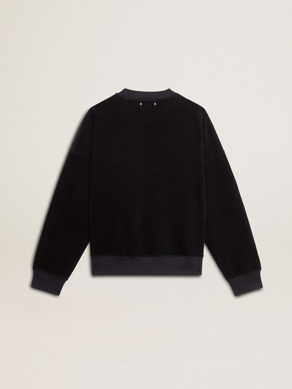 Black crew neck sweatshirt with embroidered lettering - Golden Goose Women|Men