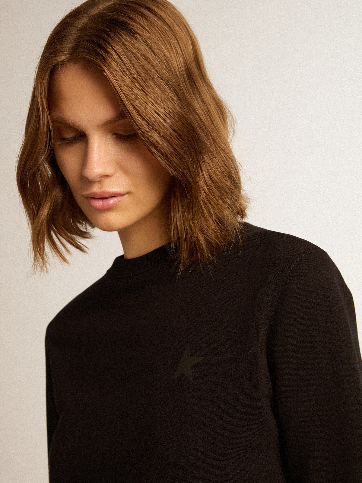 Black Athena Star Collection sweatshirt with tone-on-tone star on the front - Golden Goose Women