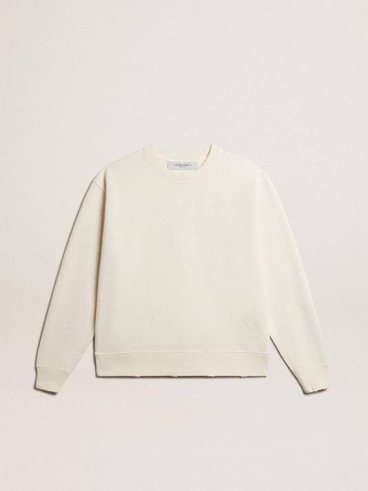 Sweatshirt in aged white with reverse logo on the back - Jersey Capsule - Golden Goose Women|Men