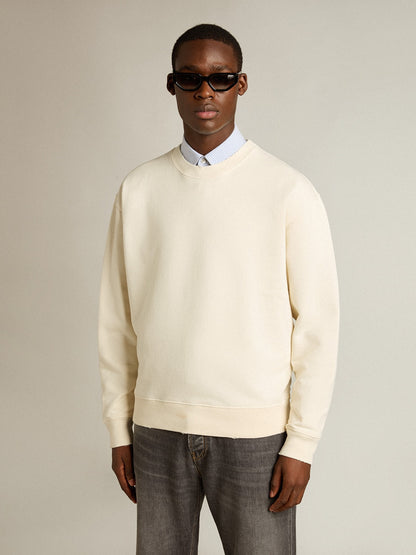 Sweatshirt in aged white with reverse logo on the back - Jersey Capsule - Golden Goose Women|Men
