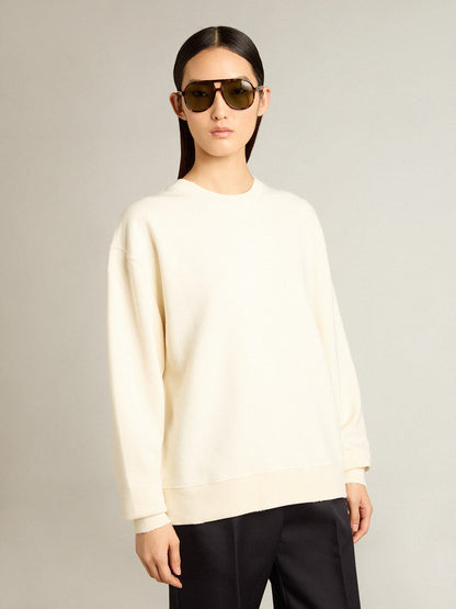 Sweatshirt in aged white with reverse logo on the back - Jersey Capsule - Golden Goose Women|Men
