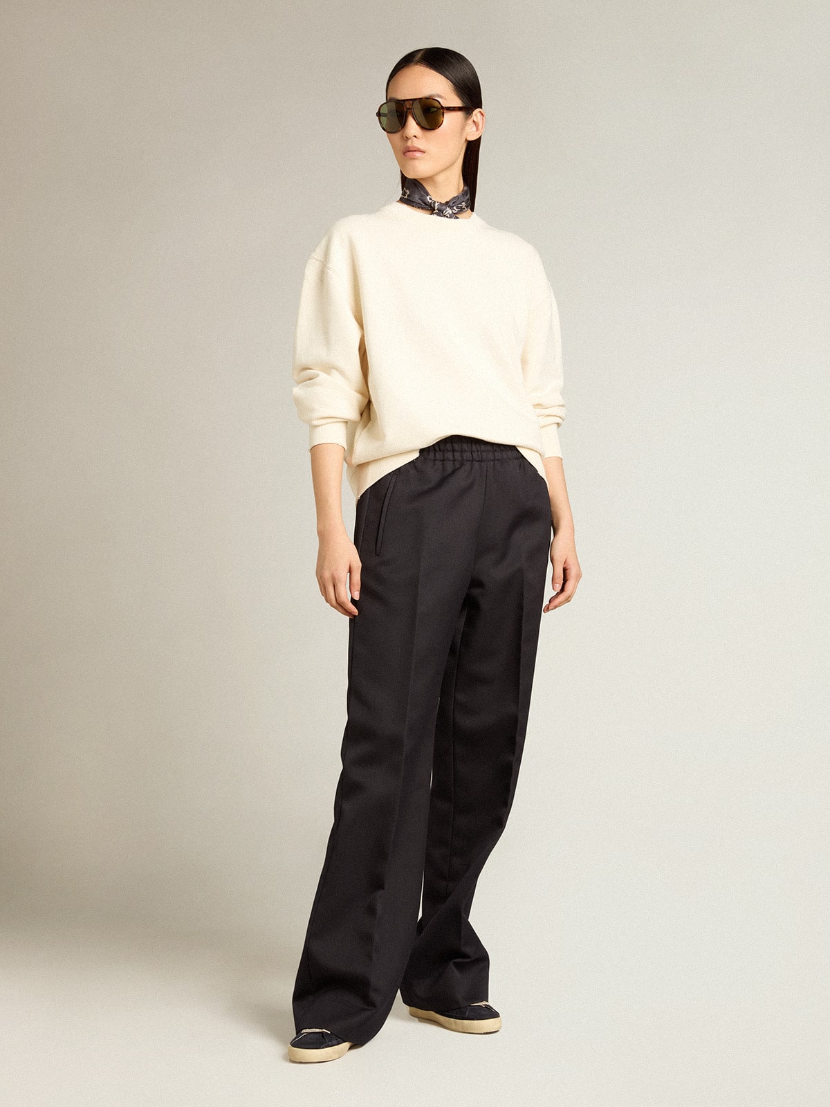 Sweatshirt in aged white with reverse logo on the back - Jersey Capsule - Golden Goose Women|Men
