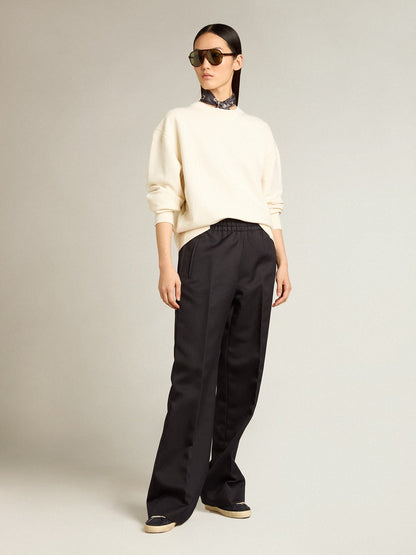 Sweatshirt in aged white with reverse logo on the back - Jersey Capsule - Golden Goose Women|Men