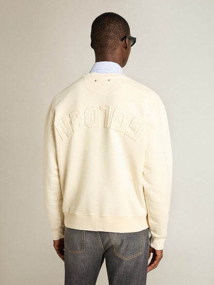 Sweatshirt in aged white with reverse logo on the back - Jersey Capsule - Golden Goose Women|Men
