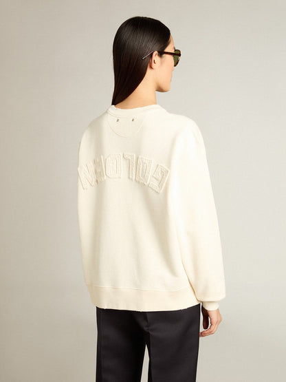 Sweatshirt in aged white with reverse logo on the back - Jersey Capsule - Golden Goose Women|Men