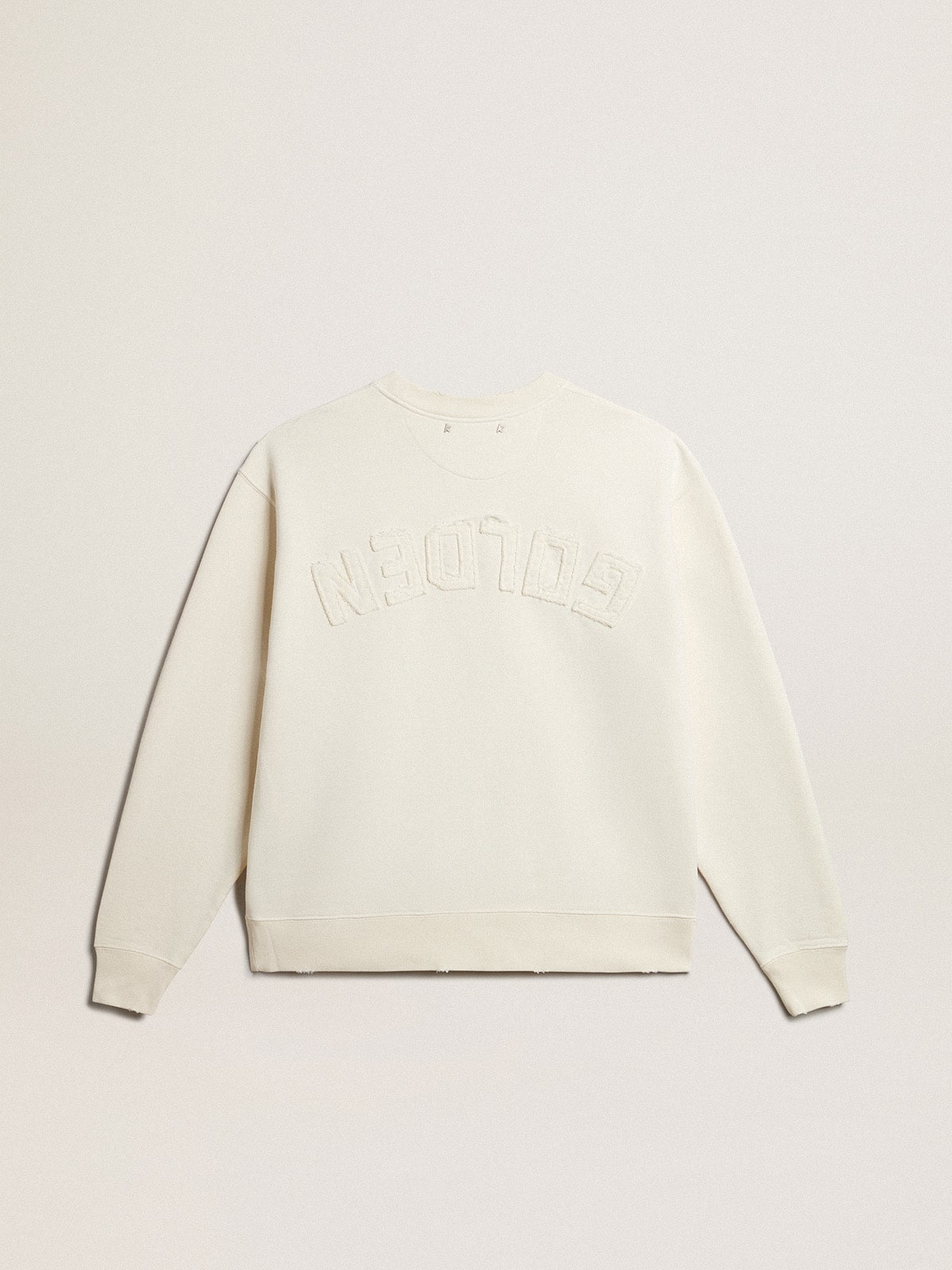 Sweatshirt in aged white with reverse logo on the back - Jersey Capsule - Golden Goose Women|Men