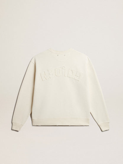Sweatshirt in aged white with reverse logo on the back - Jersey Capsule - Golden Goose Women|Men