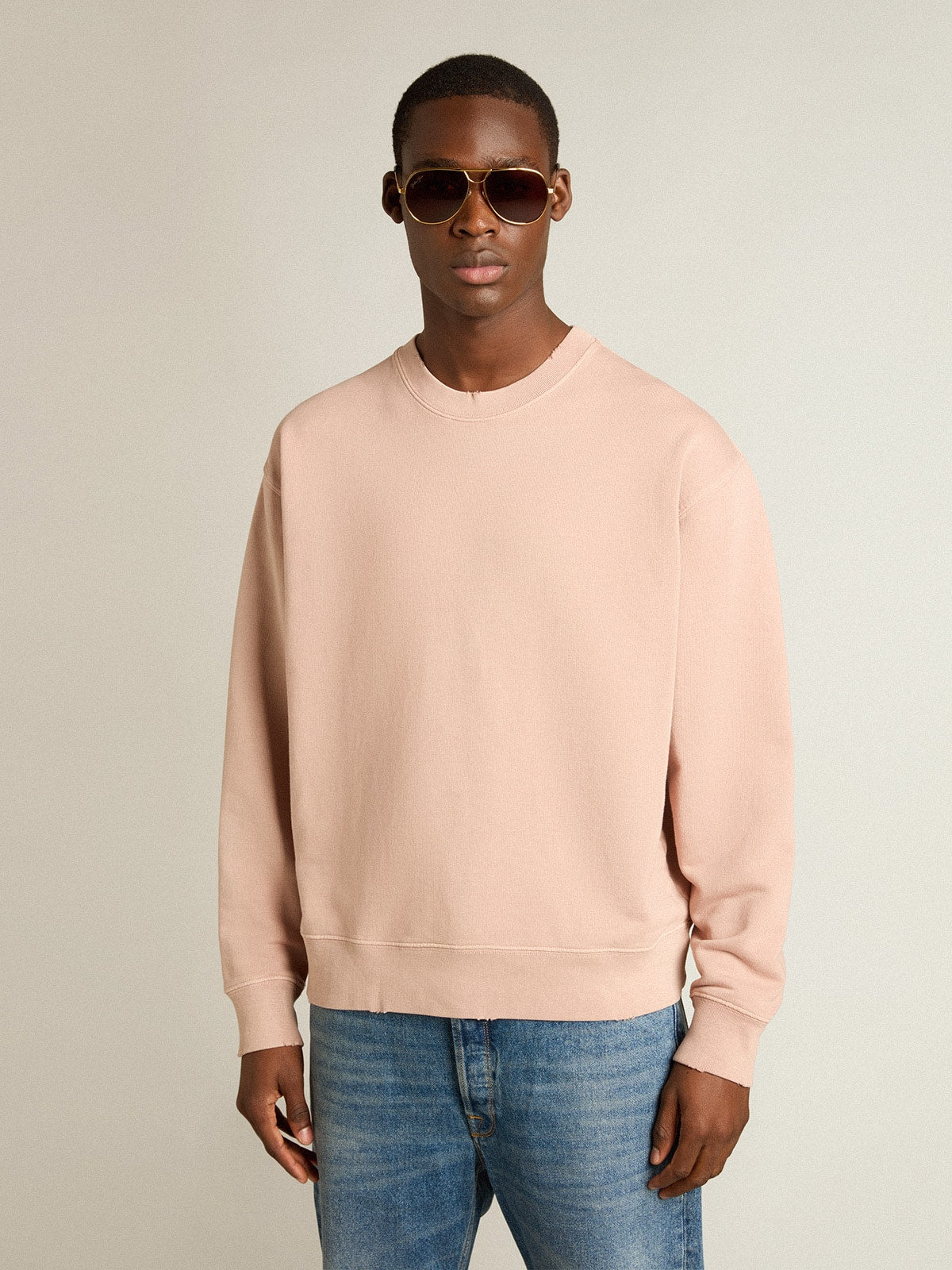 Powder-pink sweatshirt with reverse logo on the back - Jersey Capsule - Golden Goose Women|Men