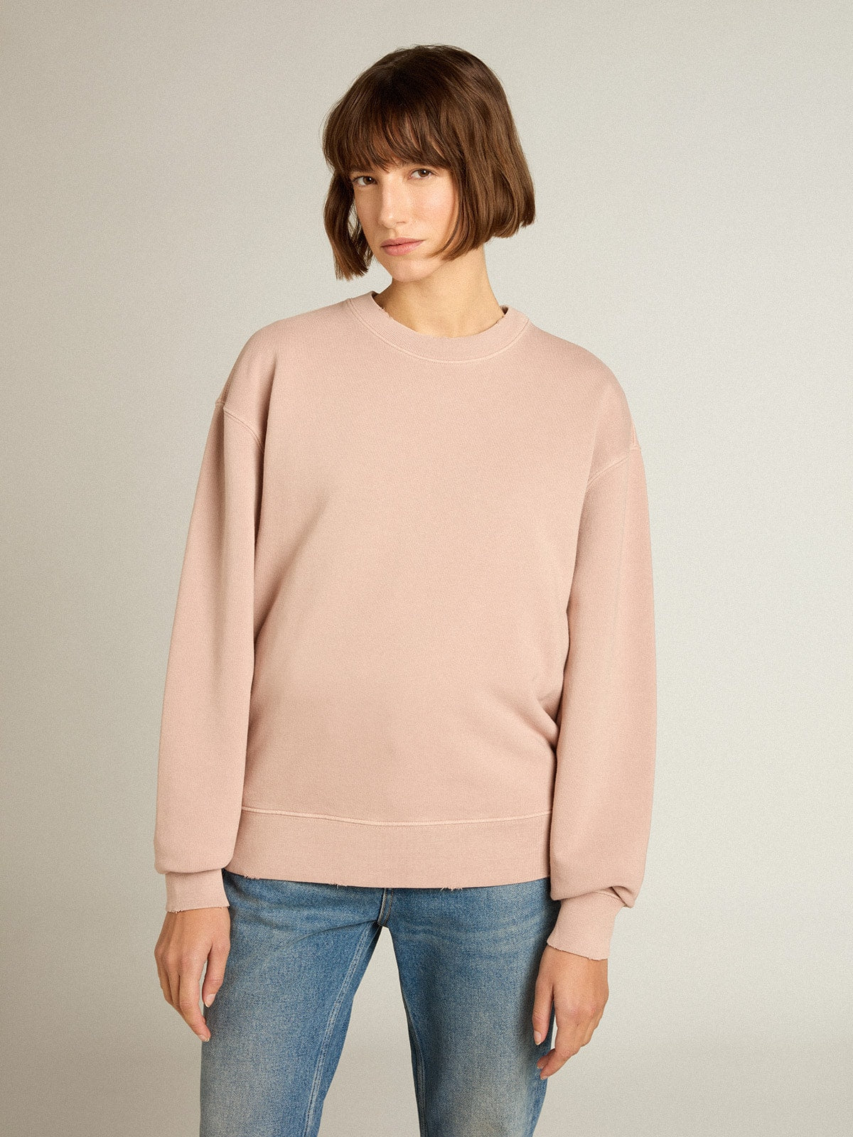 Powder-pink sweatshirt with reverse logo on the back - Jersey Capsule - Golden Goose Women|Men