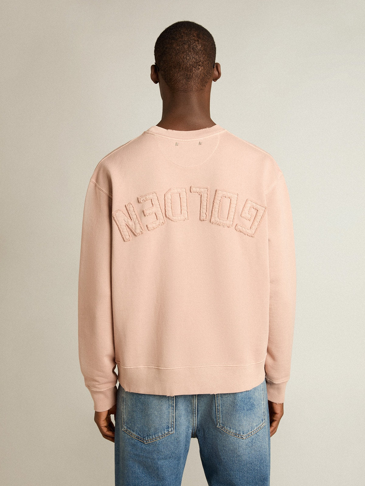 Powder-pink sweatshirt with reverse logo on the back - Jersey Capsule - Golden Goose Women|Men