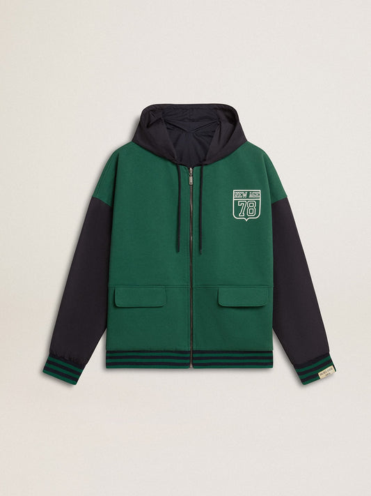 Men's green and blue reversible hooded sweatshirt - Golden Goose Women|Men